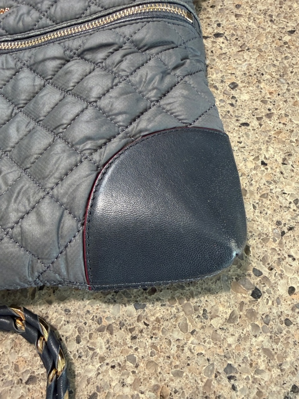 MZ Wallace Quilted Crossbody in Charcoal with Black Trim - Picture 9 of 13
